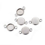 304 Stainless Steel Cabochon Connector Settings, Plain Edge Bezel Cups, Flat Round, Stainless Steel Color, Tray: 6mm, 13.5x8x1.5mm, Hole: 1.5mm(STAS-F191-15P-A)