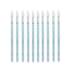 Flocking Disposable Lip Brush with Plastic Handle, Makeup Brush Lipstick, Lip Gloss Wands for Makeup Applicator Tool, Deep Sky Blue, 9.2cm(MRMJ-PW0002-24D)