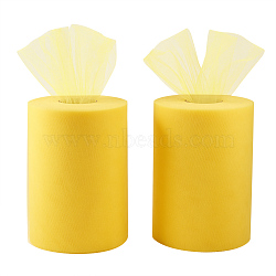 Deco Mesh Ribbons, Tulle Fabric, Tulle Roll Spool Fabric For Skirt Making, Yellow, 6 inch(15cm), 100yards/roll(91.44m/roll)(OCOR-J009-A-C45)