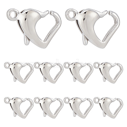 10Pcs 304 Stainless Steel Lobster Claw Clasps, Heart, Stainless Steel Color, 10x14x3.5mm, Hole: 1.5mm(STAS-SC0004-93)