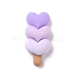 Cute Opaque Resin Decoden Cabochons, Ice Cream with Heart, Imitation Food, Lilac, 32x15x8mm(RESI-L037-09D)