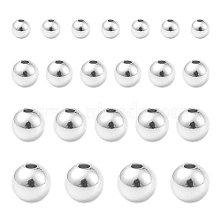 200Pcs 4 Styles Rack Plating and Vacuum Plating Brass Round Spacer Beads, Metal Findings for Jewelry Making Supplies, Platinum, 3~6mm, Hole: 1.5mm, 50pcs/style(KK-CJ0001-91)