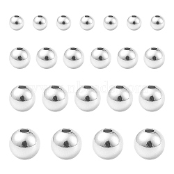 200Pcs 4 Styles Rack Plating and PVD Vacuum Plating Brass Round Spacer Beads, Metal Findings for Jewelry Making Supplies, Platinum, 3~6mm, Hole: 1.5mm, 50pcs/style(KK-CJ0001-91)