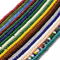Handmade Lampwork Beads Strands, Rondelle, Mixed Color, 9~10x4.5~5mm, Hole: 2.5~3mm, about 68~71pcs/strand, 14.17~16.14 inch(36~41cm)(LAMP-G156-20)