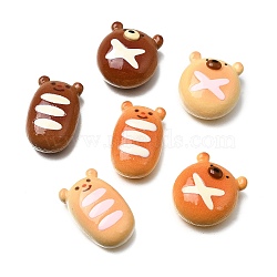 Opaque Resin Imitation Food Cabochons, Bear Bread, Mixed Color, 22~25.5x17~20.5x9.5~10mm(RE-CBA7952-02)