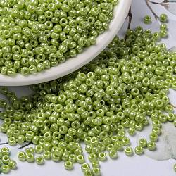 MIYUKI Round Rocailles Beads, Japanese Seed Beads, (RR439) Opaque Chartreuse Luster, 8/0, 3mm, Hole: 1mm, about 422~455pcs/10g(X-SEED-G008-RR0439)