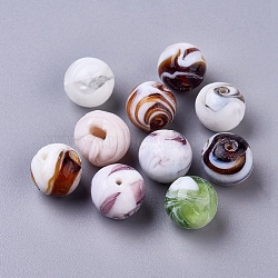 Handmade Lampwork Beads, Round, Mixed Color, 14mm, Hole: 1~2mm(LAMP-R111-M)