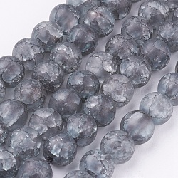 Synthetic Crackle Quartz Bead Strands, Round, Dyed, Frosted, Gray, 8mm, Hole: 1mm, about 50pcs/strand, 15.75 inch(CCG-K002-8mm-08)