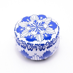 Tinplate Storage Box, Jewelry Box, for DIY Candles, Dry Storage, Spices, Tea, Candy, Party Favors, Flat Round, Royal Blue, 6.3x4.2cm(CON-WH0075-01F)
