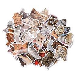 50 Sheets Paper Cat Stickers, Mixed Color, 32~61x40~60x0.2mm, 50 sheets/bag(STIC-Q002-07)