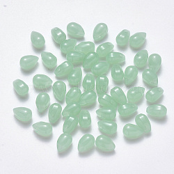 Imitation Jade Glass Charms, Teardrop, Dark Sea Green, 9x6x6mm, Hole: 1mm(GLAA-R211-03-F01)