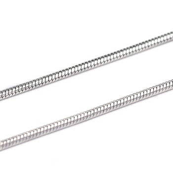 304 Stainless Steel Round Snake Chains, Soldered, Stainless Steel Color, 1.2mm