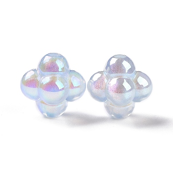 UV Plating Rainbow Iridescent Acrylic Beads, with Glitter Powder, Cross, Sky Blue, 17.5x18.5x15.5mm, Hole: 3mm