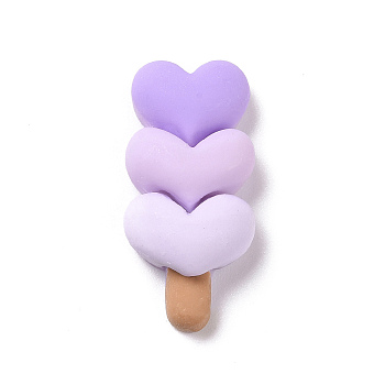 Cute Opaque Resin Decoden Cabochons, Ice Cream with Heart, Imitation Food, Lilac, 32x15x8mm