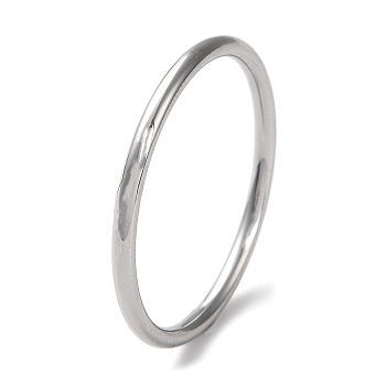 304 Stainless Steel Simple Plain Band Finger Ring for Women Men, Stainless Steel Color, 1.7mm, Inner Diameter: 21mm