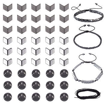Synthetic Hematite Beads Energy Bracelet DIY Making Kit, Including Arrow & Round Non-magnetic Synthetic Hematite Beads, Nylon Thread, Black,  Synthetic Hematite Beads: 282pcs/set