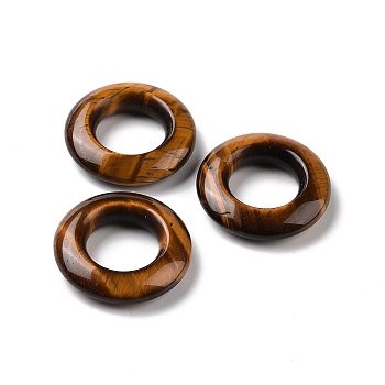Natural Tiger Eye Pendants, Ring Charms, 30x7mm, Hole: 15.5mm
