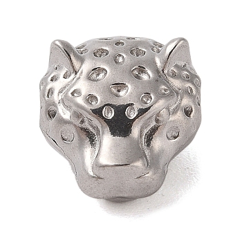 Non-Tarnish 304 Stainless Steel Beads, Stainless Steel Color, Leopard, 13x11x8mm, Hole: 2mm