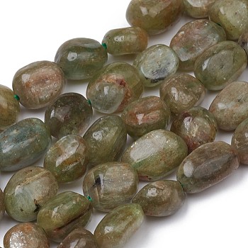 Natural Green Quartz Beads Strands, Nuggets, Tumbled Stone, 8~10x8~9x5.5~6mm, Hole: 0.5mm, about 43pcs/strand, 15.55 inch(39.5cm)
