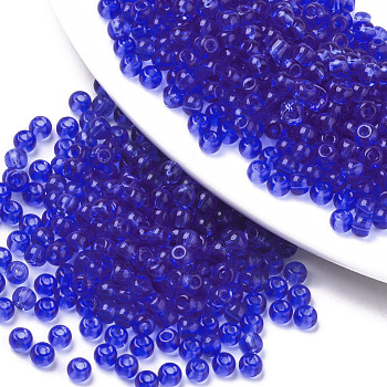 Transparent Glass Beads, Round, Blue, 4x3mm, Hole: 1mm, about 4500pcs/bag