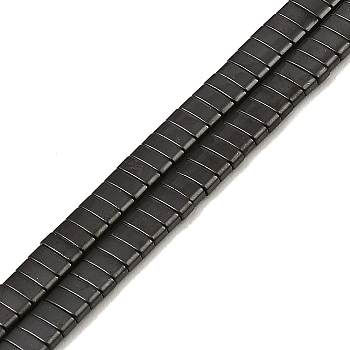 Electroplated Non-magnetic Synthetic Hematite Beads Strands, Rectangle, 2-Hole, Gunmetal Plated, 5x2x2mm, Hole: 0.8mm, about 193pcs/strand, 8.27 inch(21cm)