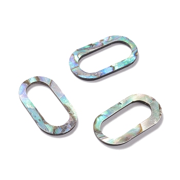 Sea Shell Linking Rings, Oval, Colorful, 19x10.5x1mm, Inner Diameter: 15x7mm
