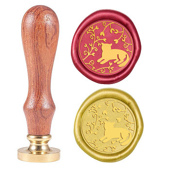 Wax Seal Stamp Set, Sealing Wax Stamp Solid Brass Head,  Wood Handle Retro Brass Stamp Kit Removable, for Envelopes Invitations, Gift Card, Cat Pattern, 83x22mm, Head: 7.5mm, Stamps: 25x14.5mm