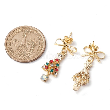 Boucle d'oreille en alliage de strass pour arbre de noël(EJEW-TA00444)-3