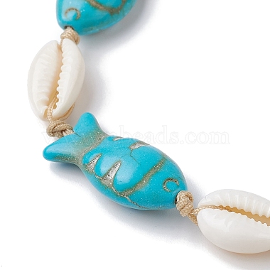 Natural Shell & Synthetic Turquoise Braided Bead Anklets(AJEW-AN00562)-5