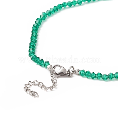 Transparent Glass Bicone Beaded Necklaces with 304 Stainless Steel Lobster Claw Clasp & Chain Extender(NJEW-JN04223)-4