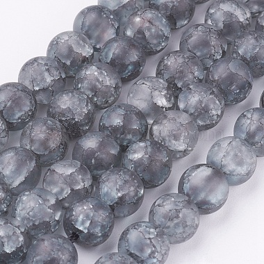8mm Gray Round Crackle Quartz Beads