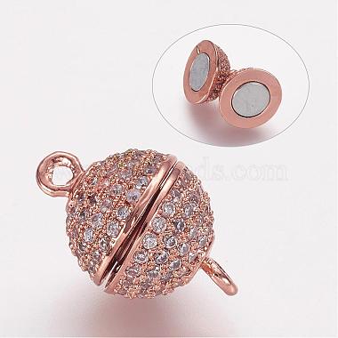 Brass Micro Pave Cubic Zirconia Magnetic Clasps with Loops(ZIRC-G097-02)-2
