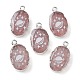 pendentifs ovales en quartz fraise naturel(G-C102-07P-04)-1