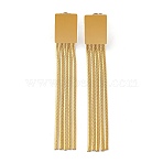PVD Vacuum Plating Golden 304 Stainless Steel Dangle Stud Earrings, Long-Lasting Plated, Chains Tassel Earrings, Rectangle, 62x9.5mm(EJEW-D083-08A-G)