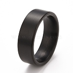 Ion Plating(IP) 304 Stainless Steel Plain Band Finger Ring for Men Women, Electrophoresis Black, 8mm, US Size 10(19.8mm)(RJEW-E062-A01-05EB)