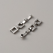 Brass Fold Over Clasps, Bracelet, Necklace Jewelry Extender, Platinum, 29mm, Link: 8x5.5x2mm, Clasp: 10x2x4mm(KK-WH0046-51P)
