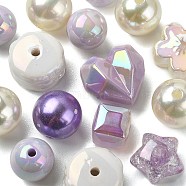 Acrylic Beads, Mixed Shapes, Purple, 8~51x8~51x6~27.5mm, Hole: 1.8~3.8mm(OACR-YW0001-70G)