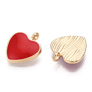 Alloy Pendants, with Enamel, Cadmium Free & Lead Free, Light Gold, Heart, Red, 17.5x16x3.5mm, Hole: 1.8mm(ENAM-S119-065B-RS)