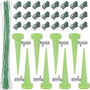 Nbeads Potted Plant Diversion Watering Splash-Proof Funne, with Plastic Plant Fixator, Iron Wire, Green, 132x62x35mm, 20sets(AJEW-NB0002-20)