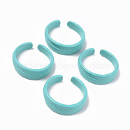 Spray Painted Alloy Cuff Rings, Open Rings, Cadmium Free & Lead Free, Turquoise, US Size 6 1/2(16.9mm)(RJEW-T011-28B-RS)