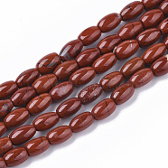 Natural Red Jasper Beads Strands, Oval, 6~7x4.5mm, Hole: 0.8mm, about  61~64pcs/Strand, 15.75 inch(40 cm)(G-S364-016)