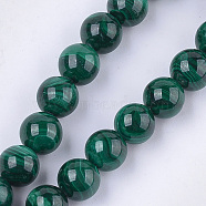 Natural Malachite Beads Strands, Grade A, Round, 10mm, Hole: 1mm, about 18~20pcs/strand, 7.4 inch(G-S333-10mm-028)