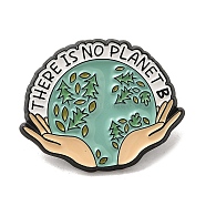 Flower Plant Earth Alloy Enamel Pin Brooch, for Backpack Clothes, Beige, 24.5x30x1.5mm(JEWB-B014-02B)