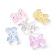 Electroplate Transparent Glass Bead, Bowknot, Mixed Color, 9.5x12.5x7mm, Hole: 1.2mm(EGLA-H102-06)