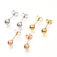 304 Stainless Steel Ball Stud Earrings, Round, Mixed Color, 16x5mm, Pin: 0.8mm, 3 pairs/board(EJEW-C501-10C)