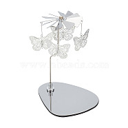 430 and 201 Stainless Steel Rotating Candlestick Tealight Candle Holder, with Iron Butterfly, for Wedding Christmas Party Decoration, Stainless Steel Color, 13x10.5x19cm(DJEW-WH0039-21P)