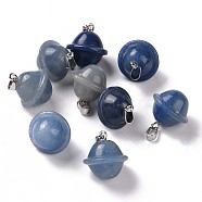 Natural Blue Aventurine Pendants, Planet Charms, with Platinum Plated Alloy Snap on Bails, 19.5~21.5x18~18.5mm, Hole: 5.5x3.3mm(G-B041-01P-09)