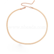 Titanium Steel Snake Bone Chain Necklaces,, Rose Gold, 16.54 inch(42cm)(WG20151-09)