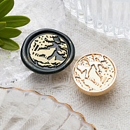 Animal Insect Theme Golden Plated Wax Seal Brass Stamp Head, for Wax Seal Stamp, Wolf, 25x15mm, Hole: 7mm(STAM-K001-03G-05)