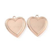 Rack Plating Heart Brass Locket Pendants, Cabochon Settings, Long-Lasting Plated, Lead Free & Nickel Free & Cadmium Free, Long-Lasting Plated, Rose Gold, 25x22.5x4.5mm, Hole: 2mm, Inner Size: 16.5x16.5, Tray: 18.5x17(KK-T071-11RG)